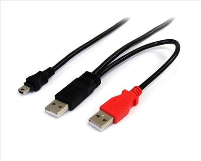StarTech.com USB2HABMY3 USB cable 35.4" (0.9 m) USB 2.0 Mini-USB B 2 x USB A Black1