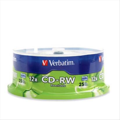 Verbatim CD-RW 80MIN 700MB 4X-12X High Speed Branded 25pk Spindle 25 pc(s)1