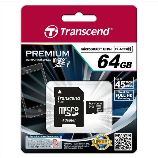 Transcend TS64GUSDU1 memory card 64 GB MicroSDXC MLC Class 101