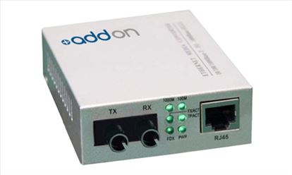 AddOn Networks 1000Base-TX(RJ45) to 1000Base-LX(ST), 1310nm network media converter 1000 Mbit/s Single-mode Silver1