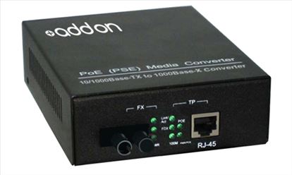 AddOn Networks 1000Base-TX(RJ45) to 1000Base-XU(ST), 1310/1550nm network media converter 1000 Mbit/s Single-mode Black1