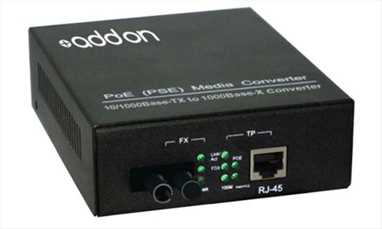 AddOn Networks 1000Base-TX(RJ45) to 1000Base-XU(ST), 1310/1550nm network media converter 1000 Mbit/s Single-mode Black1