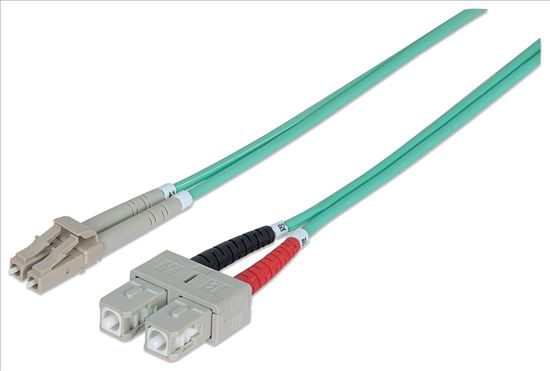 Intellinet 750165 fiber optic cable 118.1" (3 m) LC SC OM3 Aqua color1