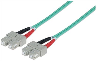 Intellinet 750844 fiber optic cable 196.9" (5 m) SC OM3 Aqua color1