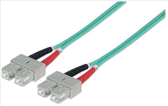 Intellinet 750844 fiber optic cable 196.9" (5 m) SC OM3 Aqua color1