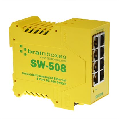 Brainboxes SW-508 network switch Unmanaged Fast Ethernet (10/100) Yellow1