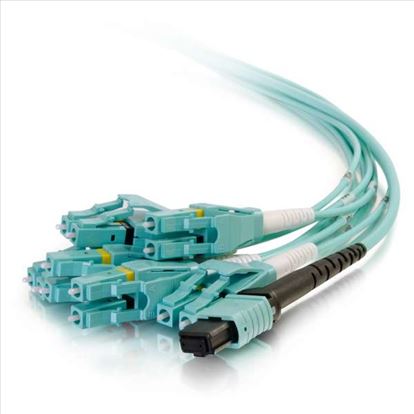 C2G 2m, MPO/6xLC fiber optic cable 78.7" (2 m) OM3 Turquoise1