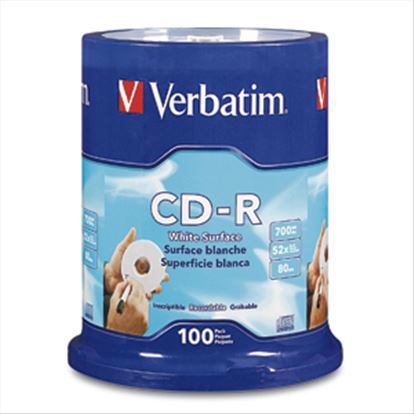 Verbatim CD-R 80MIN 700MB 52X Blank White Surface 100pk Spindle 100 pc(s)1