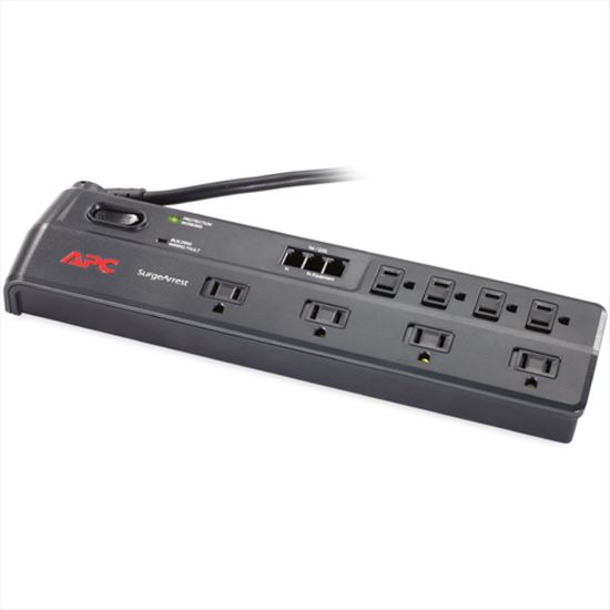 APC Home/Office SurgeArrest 8 Outlets with tel2/splitter jacks, 120V Black 8 AC outlet(s) 72" (1.83 m)1