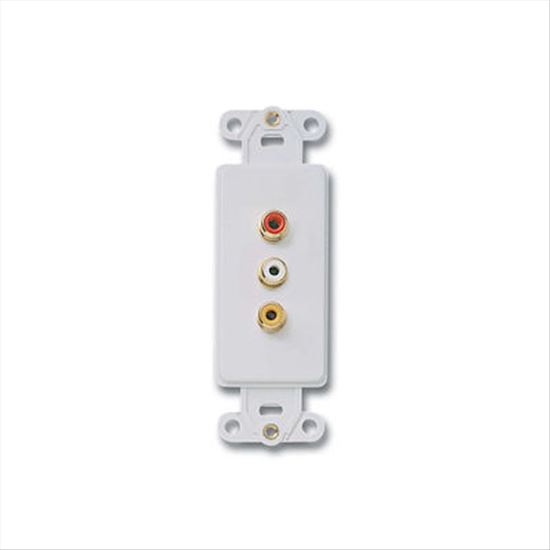 C2G Solder-Style Decorative Gold Triple RCA Multimedia Insert White1