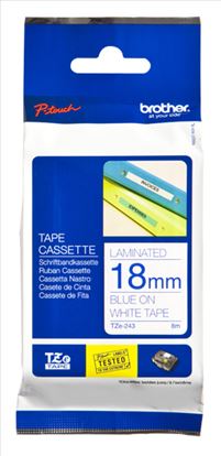 Brother TZE-243 label-making tape Blue on white1