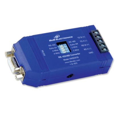 B&B Electronics 4WSD9TB serial converter/repeater/isolator RS-232 RS-422/485 Blue1
