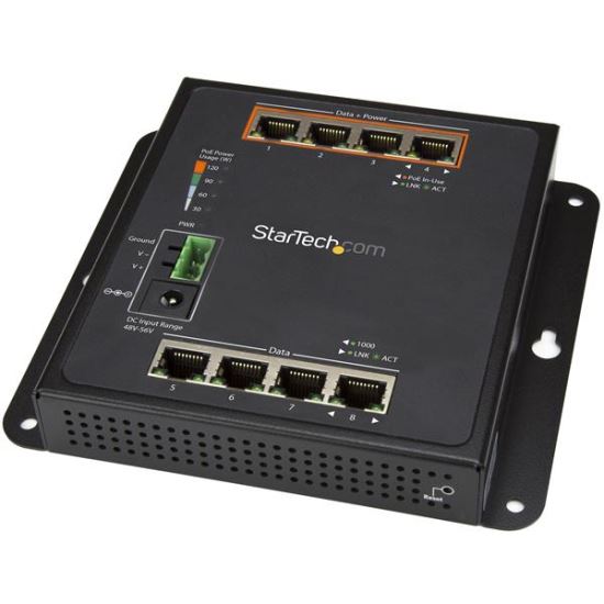 Picture of StarTech.com IES81GPOEW network switch Managed L2 Gigabit Ethernet (10/100/1000) Power over Ethernet (PoE) Black