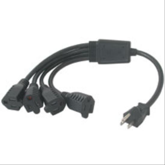 C2G 1-to-4 Power Cord Splitter 6ft Black 72" (1.83 m) NEMA 5-15P1