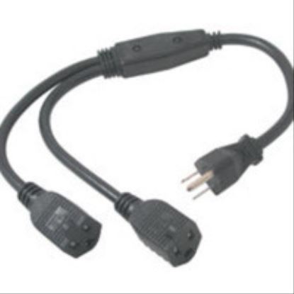 C2G 14in 1-to-2 18 AWG Power Cord Splitter (2 NEMA 5-15R -> 1 NEMA 5-15P)1