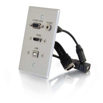 C2G 39707 socket-outlet HDMI + VGA + USB A + 3.5mm Aluminum1
