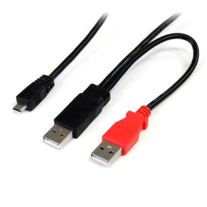 StarTech.com USB2HAUBY3 USB cable 11.8" (0.3 m) USB 2.0 Micro-USB B 2 x USB A Black1