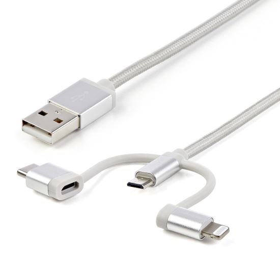 Picture of StarTech.com LTCUB1MGR USB cable 39.4" (1 m) USB 2.0 USB A Micro-USB B Silver