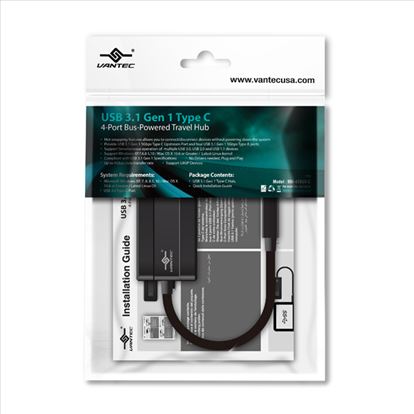 Vantec 4 x USB 3.1 C USB 3.2 Gen 1 (3.1 Gen 1) Type-C 5000 Mbit/s Black1