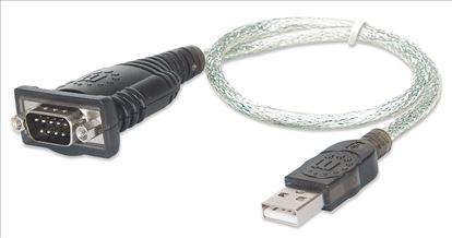 Manhattan 205146 serial cable Gray 17.7" (0.45 m) USB A Serial/COM/RS232/DB91