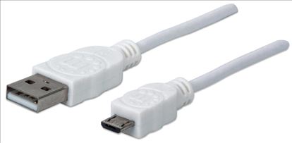 Manhattan 323987 USB cable 39.4" (1 m) USB 2.0 USB A Micro-USB B White1