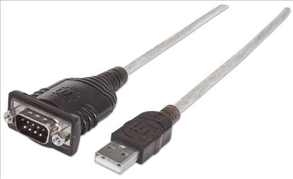 Manhattan 151856 serial cable Silver 17.7" (0.45 m) USB A Serial/COM/RS232/DB91