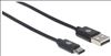 Manhattan 1m, USB 2.0-A/USB-C USB cable 39.4" (1 m) USB C USB A Black3