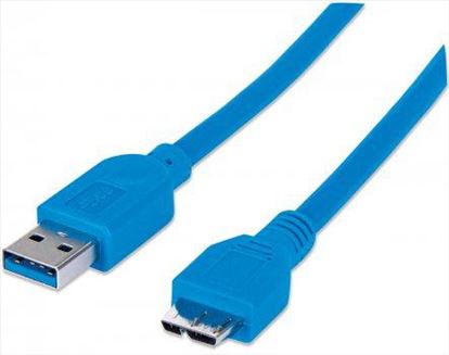 Manhattan USB 3.0, A/Micro-B, 1 m USB cable 39.4" (1 m) USB 3.2 Gen 1 (3.1 Gen 1) USB A Micro-USB B Blue1