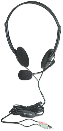 Manhattan 164429 headphones/headset Wired Head-band Calls/Music Black, Silver1