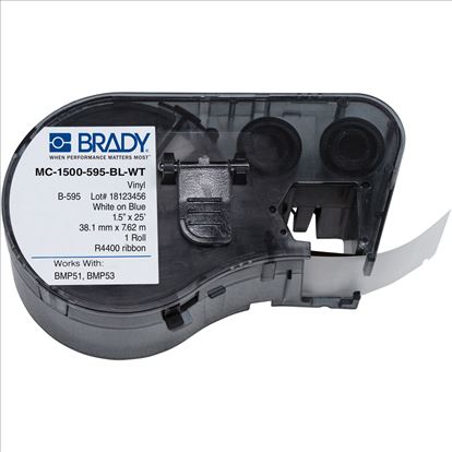 Brady People ID M label-making tape White on blue1