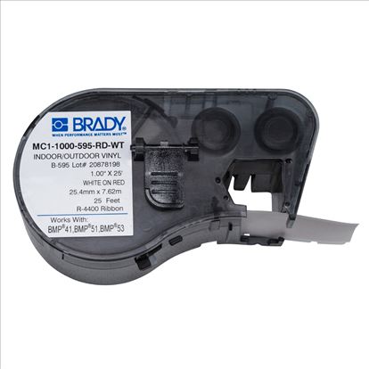 Brady MC1-1000-595-RD-WT label-making tape White on red1