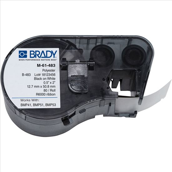 Picture of Brady M-61-483 printer label Black, White Self-adhesive printer label