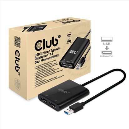 CLUB3D USB A to DisplayPort™ 1.2 Dual Monitor 4K 60Hz1