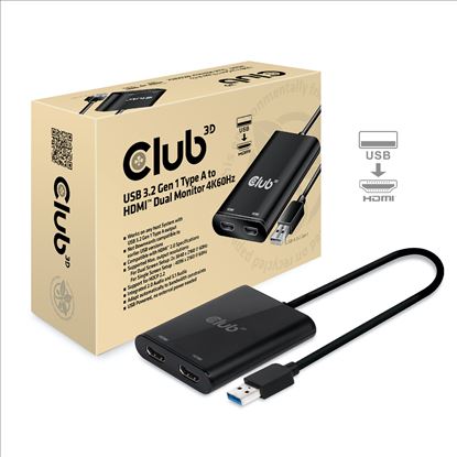 CLUB3D USB A to HDMI™ 2.0 Dual Monitor 4K 60Hz1
