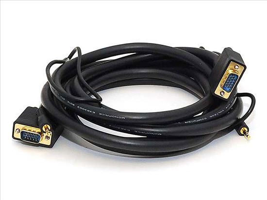 Monoprice VGA-3.5mm/VGA-3.5mm, 3.048 m 120" (3.05 m) VGA (D-Sub) + 3.5mm Black1