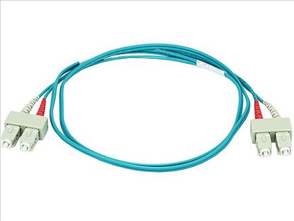 Monoprice 6400 fiber optic cable 39.4" (1 m) SC OFNR OM3 Aqua color, Blue1