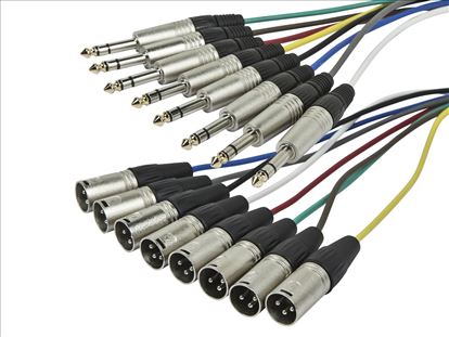 Monoprice 601297 audio cable 118.1" (3 m) 8 x 6.35mm TRS 8 x XLR (3-pin) Black1
