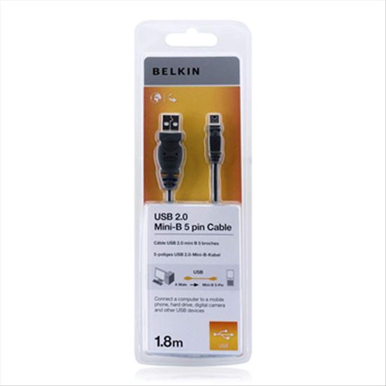 Belkin USB 2.0 A/Mini USB B, 1.8m USB cable 70.9" (1.8 m) USB A Mini-USB B Black1