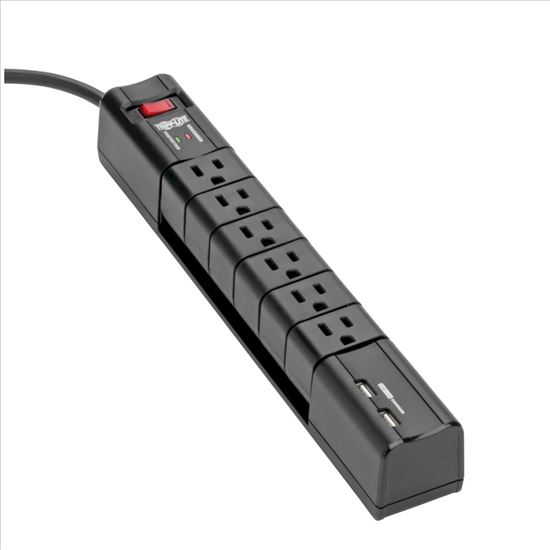 Tripp Lite TLP608RUSBB surge protector Black 6 AC outlet(s) 96.1" (2.44 m)1