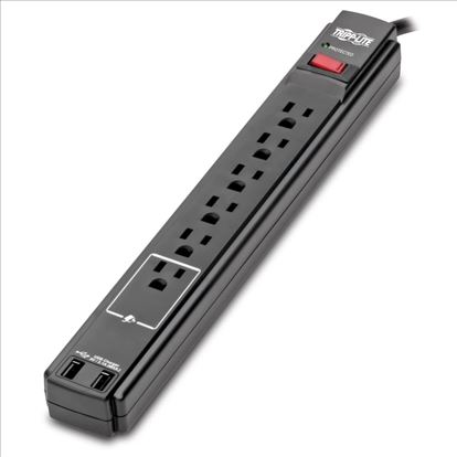 Tripp Lite TLP606USBB surge protector Black 6 AC outlet(s) 120 V 74.8" (1.9 m)1