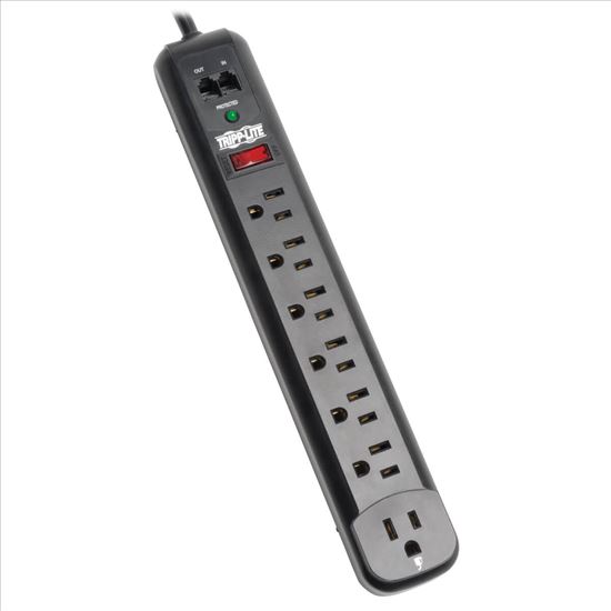 Tripp Lite TLP76RBTEL surge protector Black 7 AC outlet(s) 120 V 70.9" (1.8 m)1