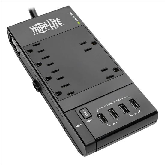 Tripp Lite TLP66USBR surge protector Black 6 AC outlet(s) 120 V 70.9" (1.8 m)1