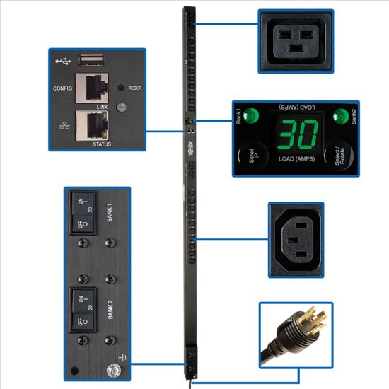 Tripp Lite PDUMV30HVNETLX power distribution unit (PDU) 24 AC outlet(s) 0U Black1