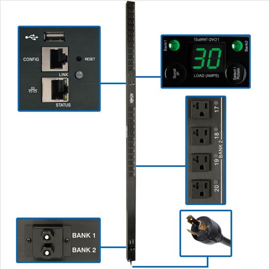 Tripp Lite PDUMV30NETLX power distribution unit (PDU) 24 AC outlet(s) 0U Black1