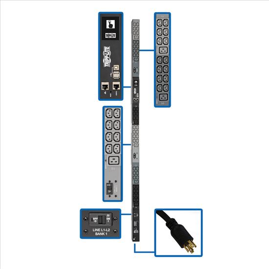 Tripp Lite PDU3EVN6L1530B power distribution unit (PDU) 48 AC outlet(s) 0U Black, Gray1