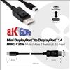 CLUB3D Mini DisplayPort to DisplayPort 1.4 HBR3 8K60Hz Cable, 2 Meter / 6.56 Feet3