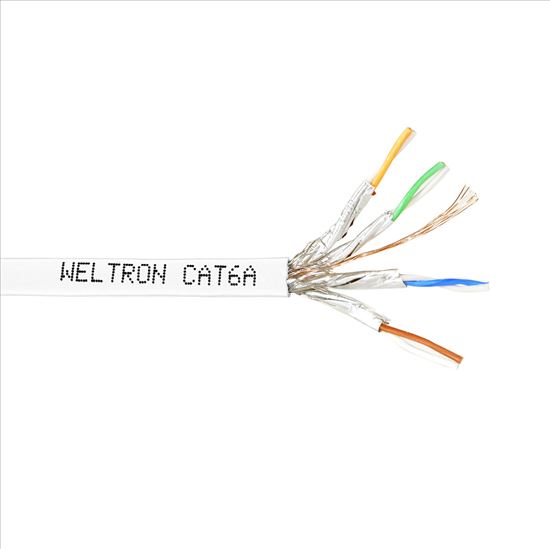 Picture of Weltron T2404L6A-PASH-WH networking cable White 12000" (304.8 m) Cat6a F/UTP (FTP)