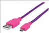 Manhattan 394031 USB cable 70.9" (1.8 m) USB 2.0 USB A Micro-USB B Pink, Purple1