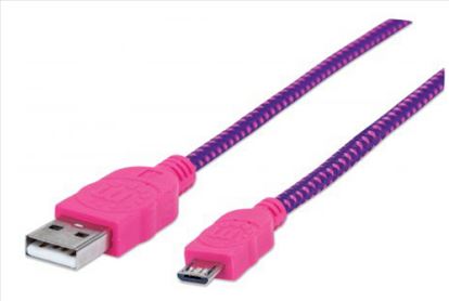 Manhattan 394031 USB cable 70.9" (1.8 m) USB 2.0 USB A Micro-USB B Pink, Purple1