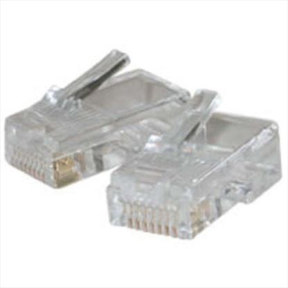 C2G RJ45 Cat5 8x8 Modular Plug for Flat Stranded Cable 10pk wire connector Transparent1